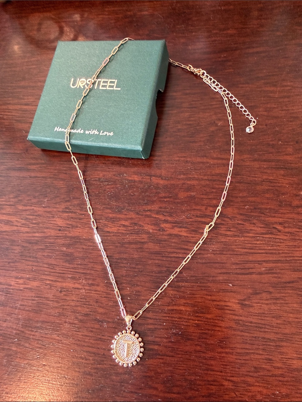 Gold-Tone Disc Pendant Chain Necklace